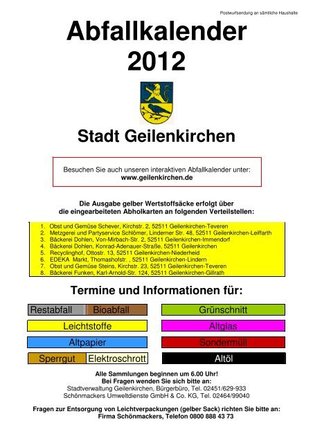 Abfallkalender 2012 - Stadt Geilenkirchen