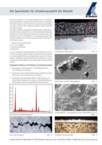 Die Spezialisten für Schadensanalytik der Metalle - k-labor