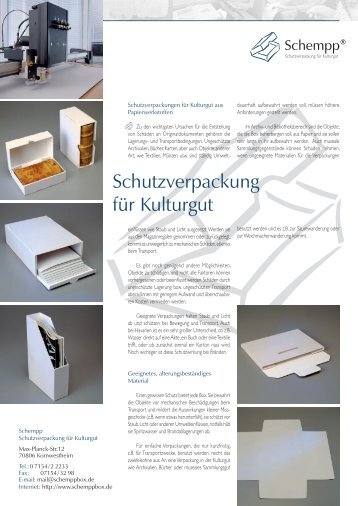 Schutzverpackung für Kulturgut - Schempp