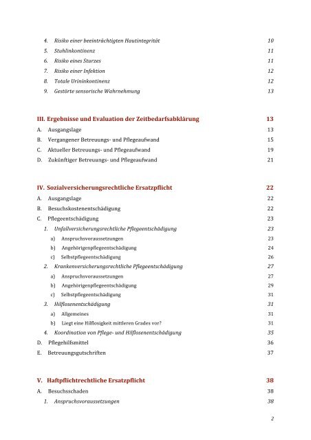 Gutachten betreffend Betreuungs‐ und Pflege‐ schaden von E. B.