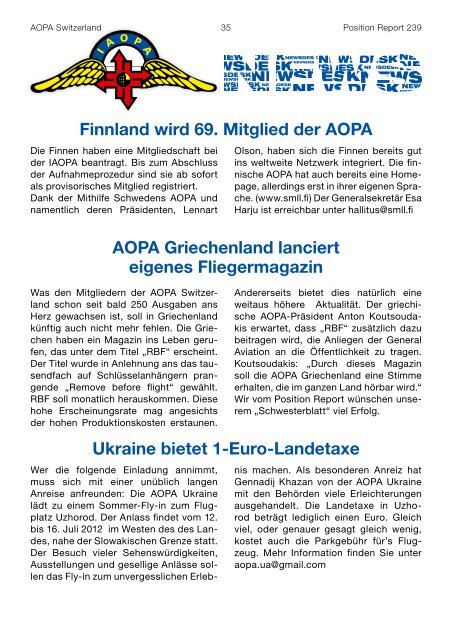 Info und Anmeldung - AOPA Switzerland