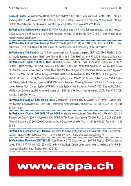 Info und Anmeldung - AOPA Switzerland