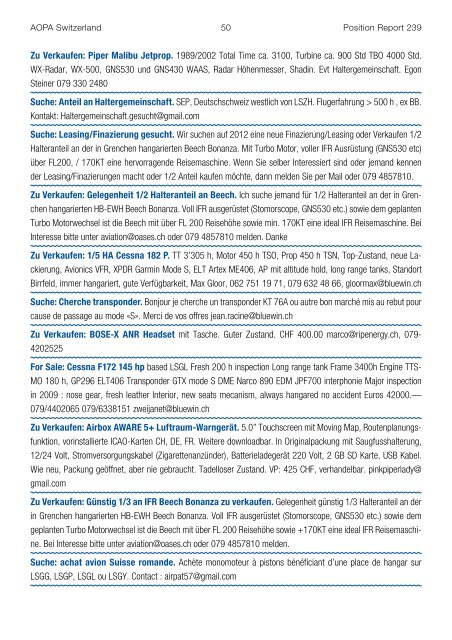 Info und Anmeldung - AOPA Switzerland