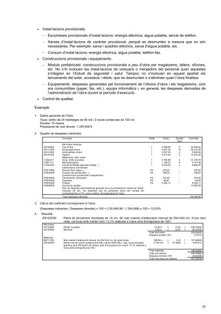 Preus de referència d'edificació, de seguretat i salut, assaigs ... - ITeC