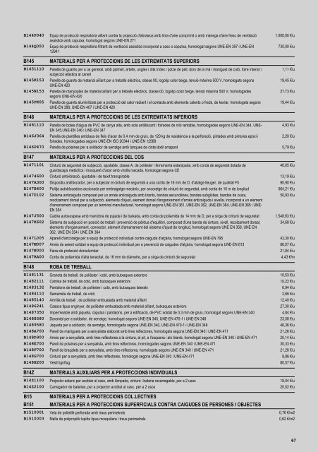 Preus de referència d'edificació, de seguretat i salut, assaigs ... - ITeC