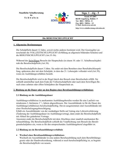 Die Berufsschulpflicht Staatliche Schulberatung In Bayern