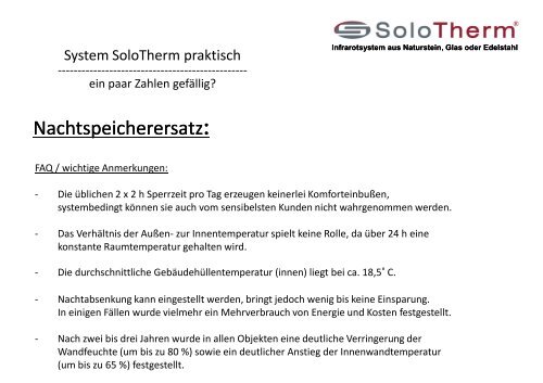 Solotherm Naturstein-Infrarotheizungen - SBWW