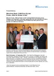 5.000 Euro für den Fonds - Münchner Bank eG
