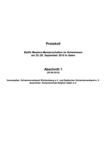 Protokoll - Schwimmverband Württemberg eV