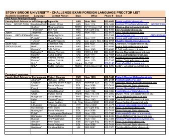 stony brook university - challenge exam foreign language proctor list