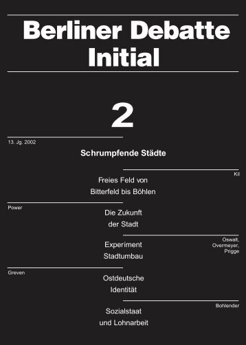 Themenheft der Zeitschrift Berliner Debatte Initial - Schader-Stiftung