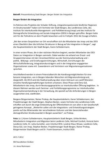Pressemitteilung der Stadt Bergen vom 05.07.2012 - Landkreis Celle