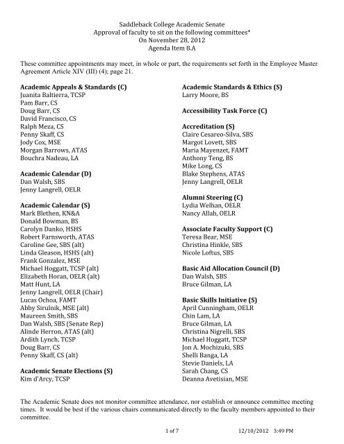 FACULTY HIRING - Saddleback College