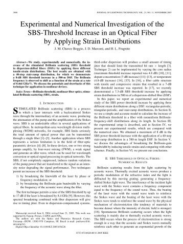 Experimental and Numerical Investigation of the SBS-Threshold ...