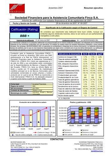 RATING REPORT - MicroFinanza Rating