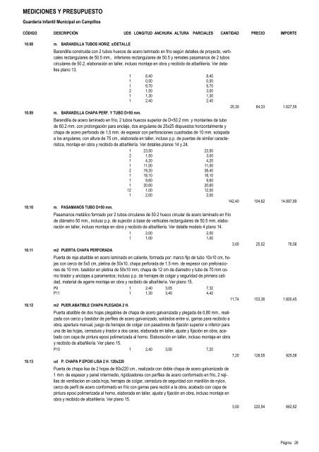 MEDICIONES Y PRESUPUESTO - Campillos