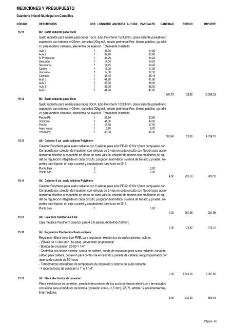 MEDICIONES Y PRESUPUESTO - Campillos