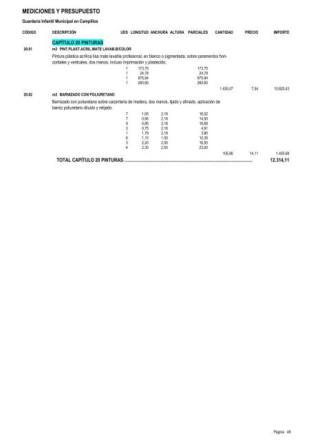 MEDICIONES Y PRESUPUESTO - Campillos