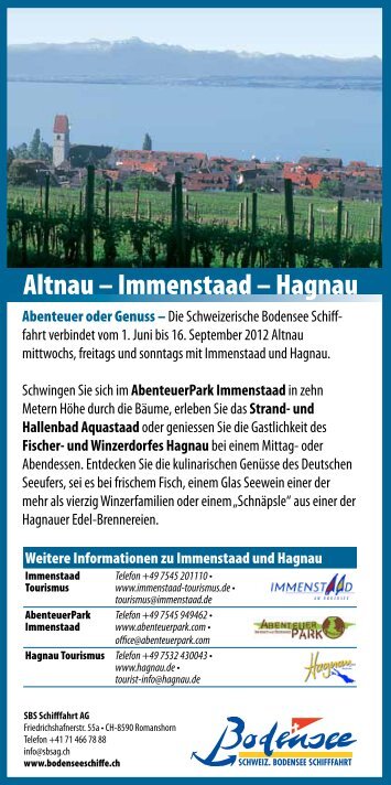 Altnau – Immenstaad – Hagnau - Schweizerische Bodensee ...