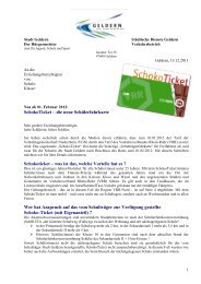 Informationsschreiben der Stadt Geldern zum Schokoticket