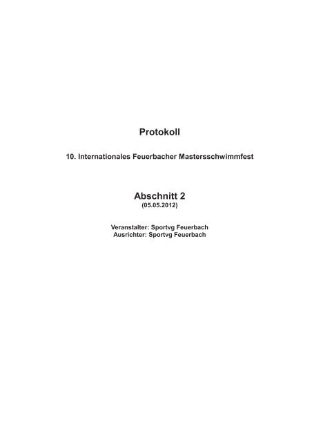 Deckblatt Protokoll - 35. Internationales Feuerbacher