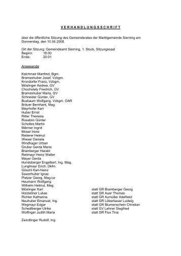 GR-Protokoll 20080410 (186 KB) - .PDF - Sierning