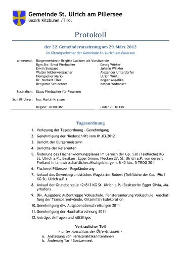 22. Gemeinderatssitzung (518 KB) - .PDF - St. Ulrich am Pillersee ...