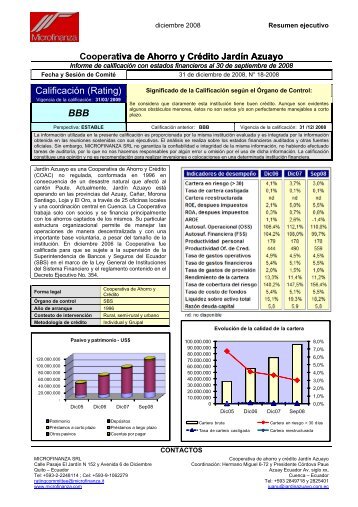 RATING REPORT - MicroFinanza Rating