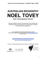 Noel Tovey Press Kit - Screen Australia