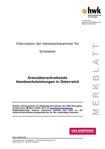 Merkblatt Grenzüberschreitende Handwerksleistungen in Österreich ...