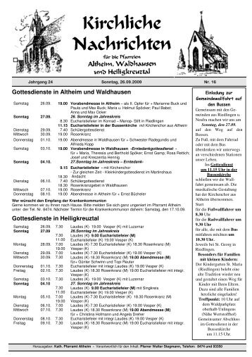 Gottesdienste in Altheim und Waldhausen Gottesdienste in ...