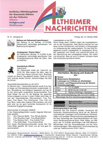 Information, Beratung und Auskunft 15.10.2008 - Gemeinde Altheim