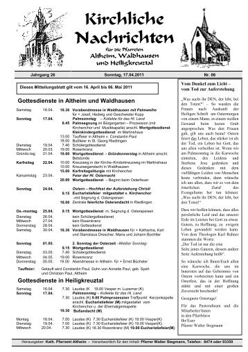 Gottesdienste in Altheim und Waldhausen Gottesdienste in ...