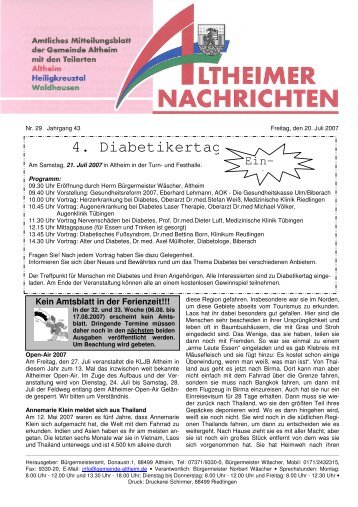 4. Diabetikertag - Gemeinde Altheim