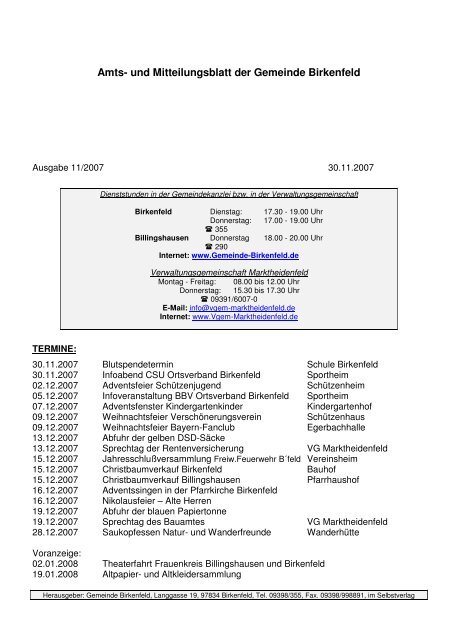 11/2007 vom 30.11.2007 - Birkenfeld