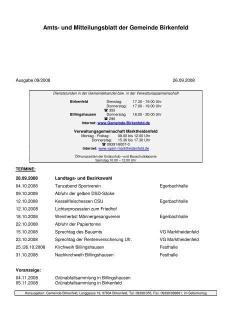 Amts- und Mitteilungsblatt der Gemeinde Birkenfeld
