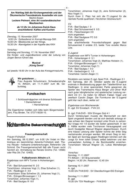 Nr. 45 Jahrgang 43 Freitag, den 09. November - Gemeinde Altheim