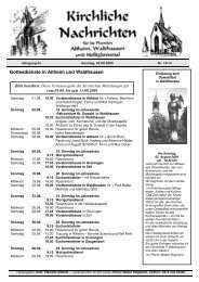 Gottesdienste in Altheim und Waldhausen - Gemeinde Altheim