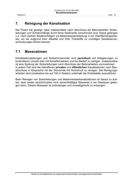 Merkblatt Baustellenabwässer (AfU AR/AI) (PDF, 16 Seiten