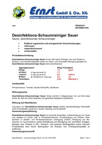 Desinfektions-Schaumreiniger Sauer - Ernst GmbH & Co. KG