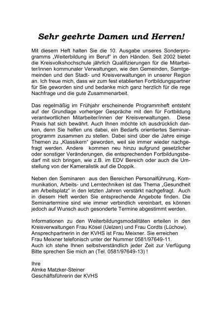 Weiterbildung im Beruf - Kreisvolkshochschule Uelzen/Lüchow ...