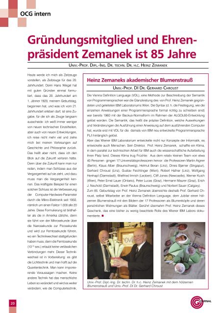 Gründungsmitglied und Ehren- präsident ... - Heinz Zemanek