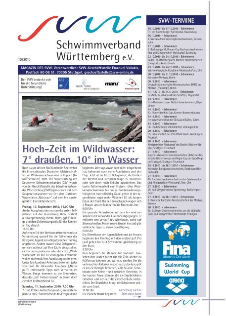 schwimmen - Schwimmverband Württemberg eV