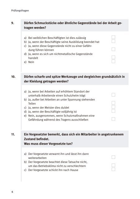 Prüfungsfragen Arbeitssicherheit - Die BG ETEM