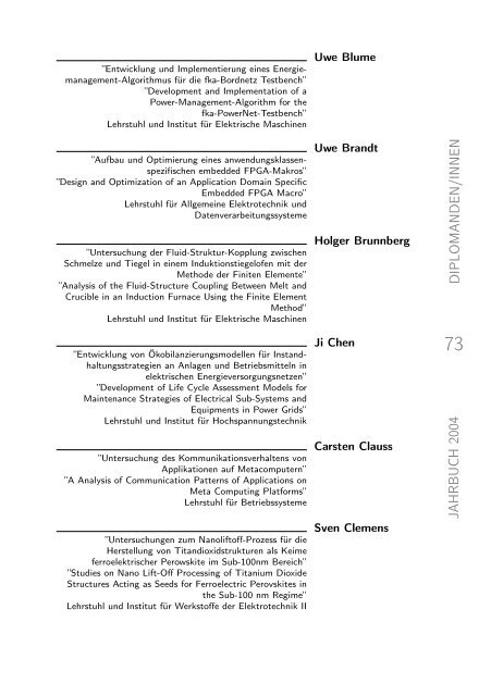 absolventenjahrbuch 2004 - Tag der Elektrotechnik und ...