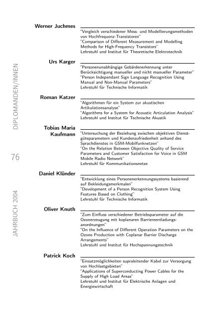 absolventenjahrbuch 2004 - Tag der Elektrotechnik und ...