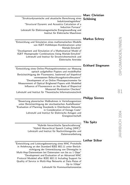 absolventenjahrbuch 2004 - Tag der Elektrotechnik und ...