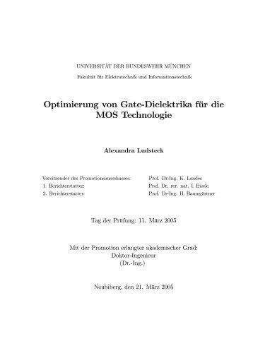 Optimierung von Gate-Dielektrika für die MOS Technologie