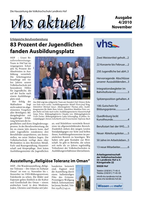 Ausgabe IV/2010 - Download - VHS Landkreis Hof