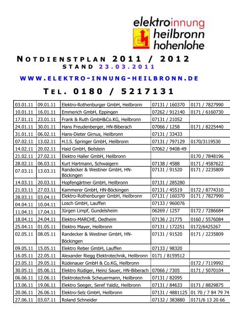 Notdienstplan